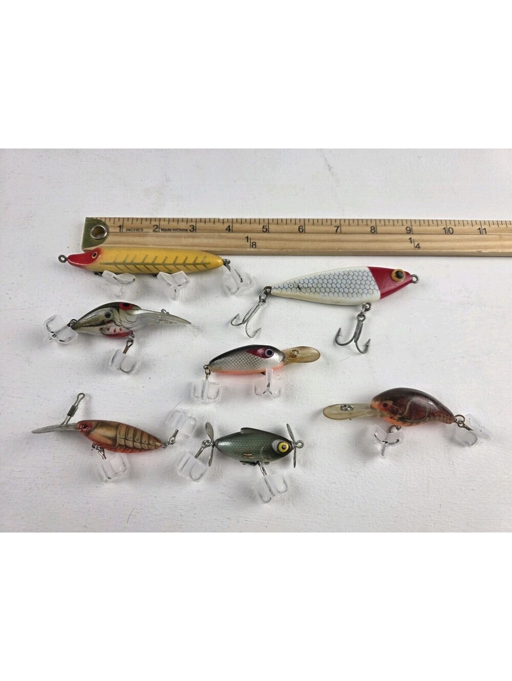 VTG Fishing Lure Lot 7pc Pre-Rapala Rebel ThinFin Crayfish Bass Spinner Diver +